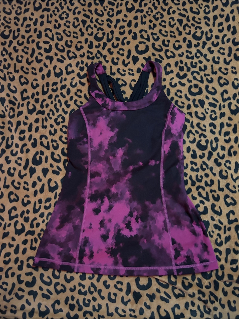 Lululemon Pink and Black Tie-Dye Performance Tank Top